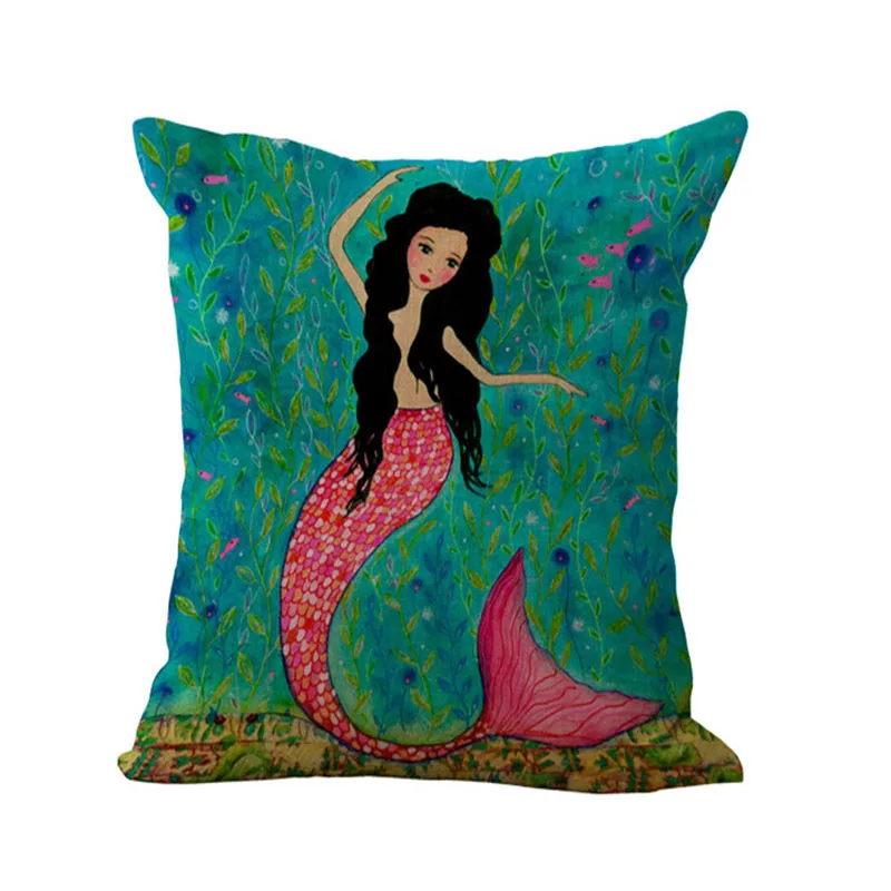 Высококачественная красочная Подушка с изображением русалки Комфортный