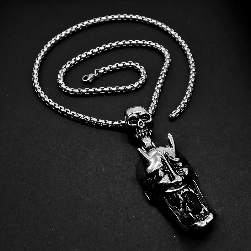 AMUMIU кулон в виде черепа монстра панк ретро ювелирное изделие серебряное ожерелье