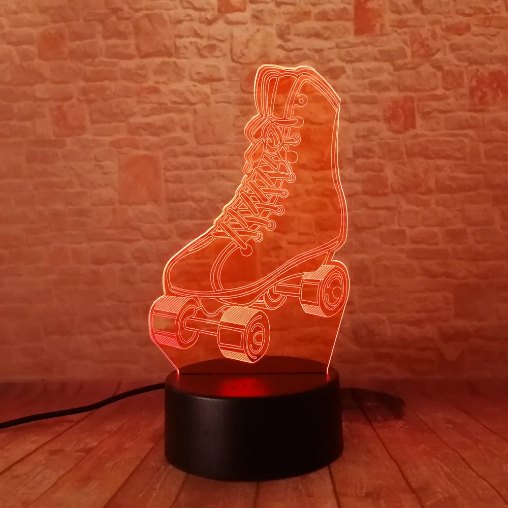 Amroe 3D роликовые коньки 7 цветов затемнение СВЕТОДИОДНЫЙ ночник для детей мальчиков украшение домашнего стола друг ребенок атлет игрушки для сна подарки