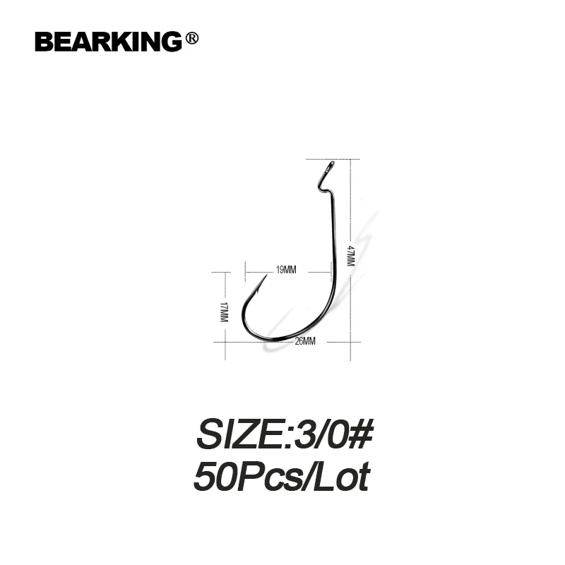 BEARKING 50 шт. в наборе рыболовные мягкие крючки для Червяков Высокоуглеродистая сталь широкий супер замок рыболовные крючки Мягкая приманка рыбацкие крючки Приманка снасти - Цвет: 30