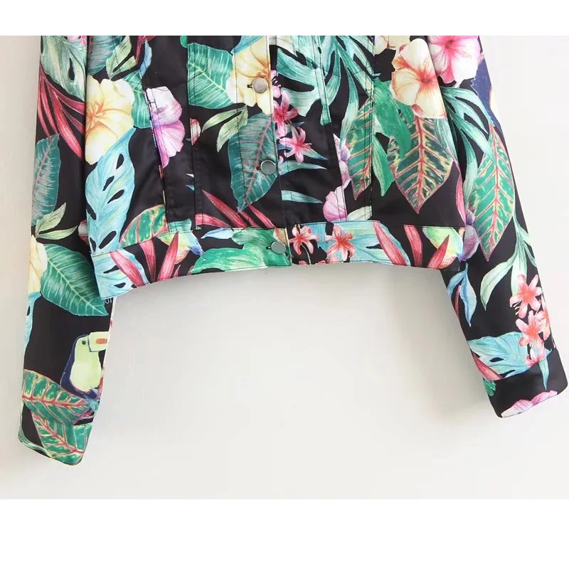 

Seaside scenery tropical style gouache single-breasted lapel long sleeve short paragraph color thin jacket female