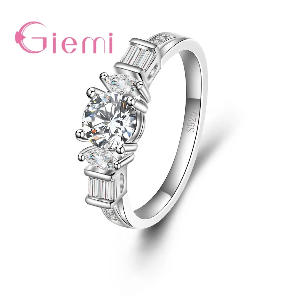 

Fashion New Brand Wedding Crystals 925 Sterling Silver Rings Engagement Party Bijoux For Women Bridal Popular Jewelry