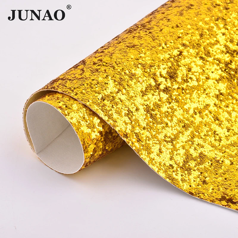 JUNAO 20*34 см серебристо золотисто черная блестящая синтетическая кожаная ткань