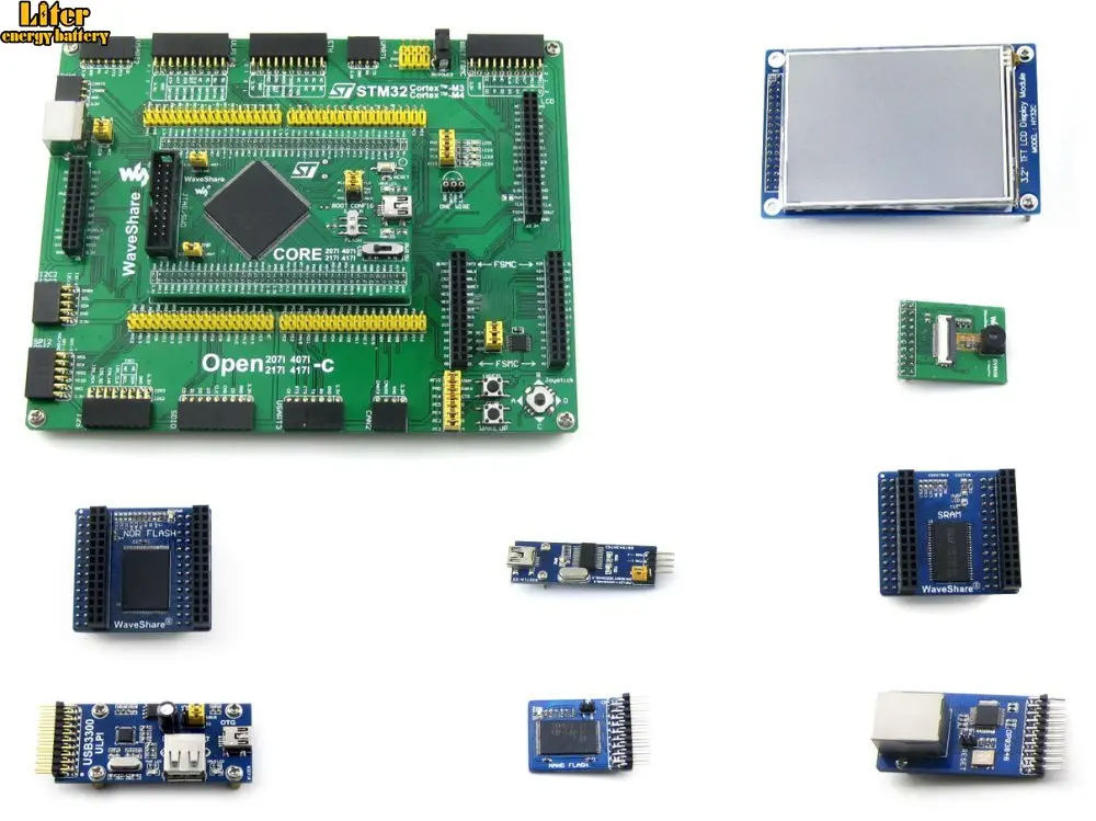 Open407I C упаковка A = STM32 плата STM32F407IGT6 ARM Cortex M4 макетная + PL2303 USB UART модуль 3 2 дюйма LCD 8