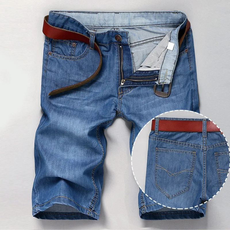 Джинсовые шорты мужские летние повседневные Простые однотонные прямые больших