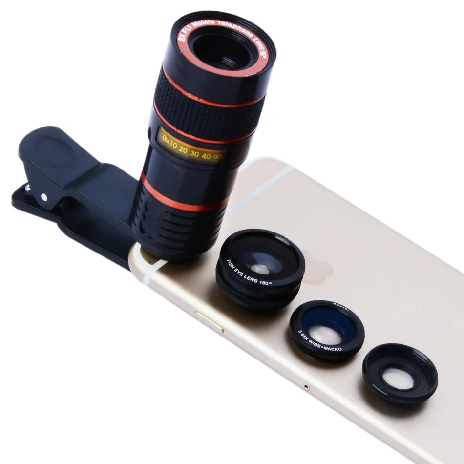 2017 Новый телефон линзы камеры комплект 8X телефото телескоп рыбий глаз Широкий