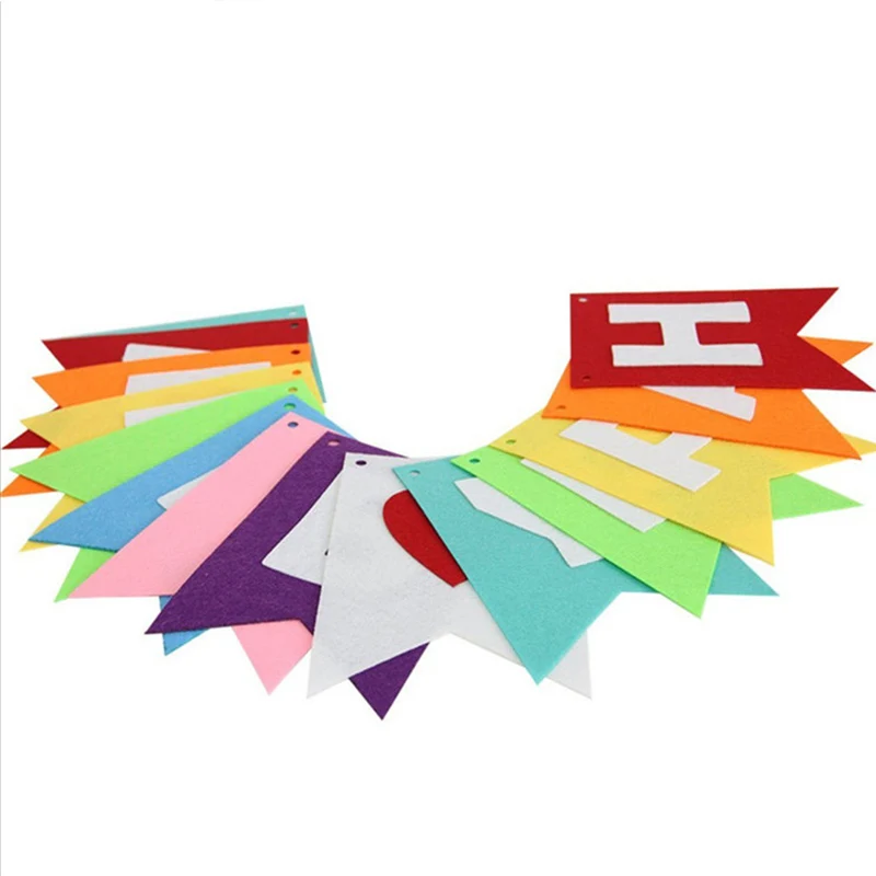 Декоративное знаменце "С Днем Рождения" из нетканого материала для самостоятельной сборки для детской вечеринки, висячее, мальчики, девочки, детский душ, подарки, праздничные принадлежности.