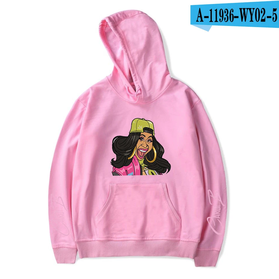 pink Осень Cardi B толстовки для женщин и мужчин модные толстовки хип-хоп худи Cardi B Женские/толстовки для девочек пуловер черная одежда - Цвет: pink