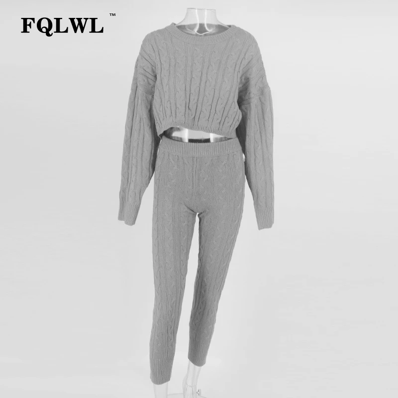 Женский комплект из двух предметов FQLWL трикотажный укороченный топ с длинными