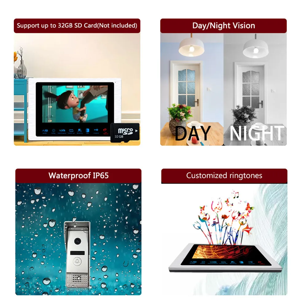 Dragonsview 960P Video Door Phone Intercom Entry System 7&quotInch Monitor Doorbell Doorphone Camera 5 | Безопасность и защита