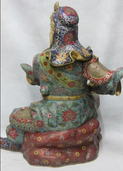 SCY China Copper Bronze Cloisonne leader Sit Dragon Guan Gong Yu warrior Statue | Дом и сад