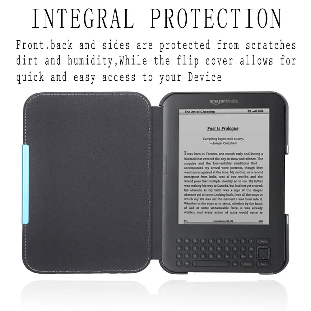 Чехол-книжка из искусственной кожи с магнитной застежкой для Amazon Kindle 3, чехол для чтения электронных книг с клавиатурой, защитный чехол для чтения электронных книг D00901