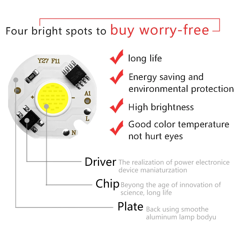Светодиодный COB чип 220 В 9 Вт 7 5 3 Вт|lampada led|led chipsmart ic |