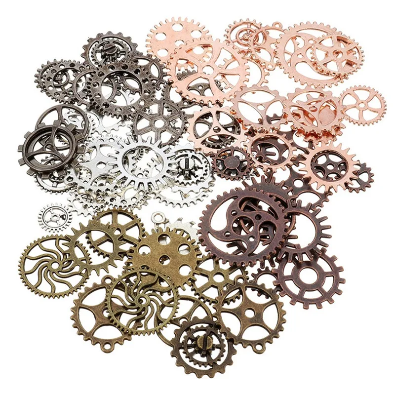 50g Steampunk Gears DIY Jewelry Accessories Gold Silver Cog Wheel Charms Pendant Bracelet Diy Making|Ювелирная фурнитура и