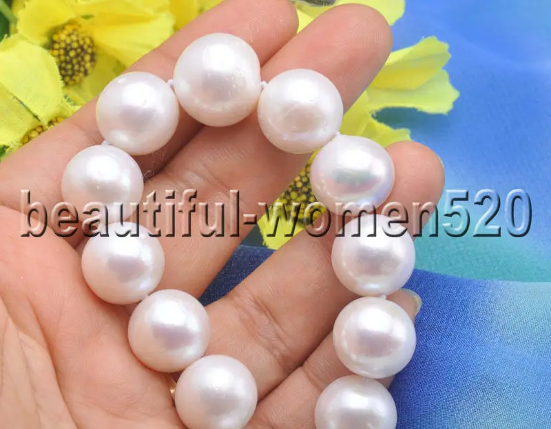 

Z7986 Huge 16mm White Round Freshwater cultured PEARL NECKLACE Magnet 17inch