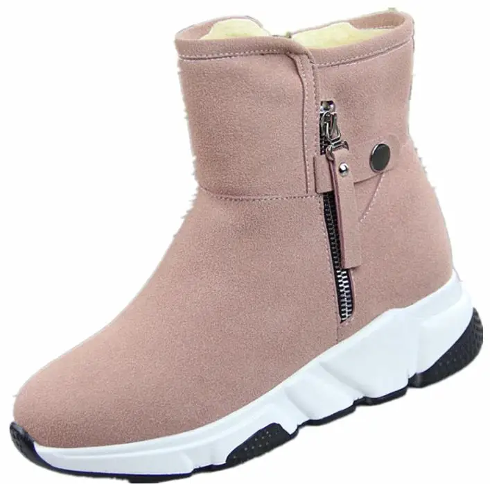 

hot new 2019 Suede Leather Ankle Boots Thick Bottom Wedge Boots Women Autumn Winter Shoes Female Round Toe Boots