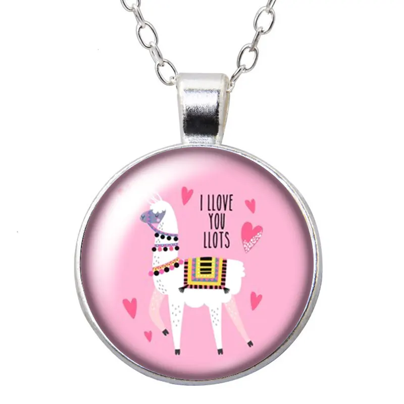 ZB1037-02 Beauty no prob llama Альпака серебро/бронза кулон ожерелье 25 мм стеклянный кабошон для женщин девочек ювелирные изделия подарок на день рождения 50 см - Окраска металла: ZB1037-02
