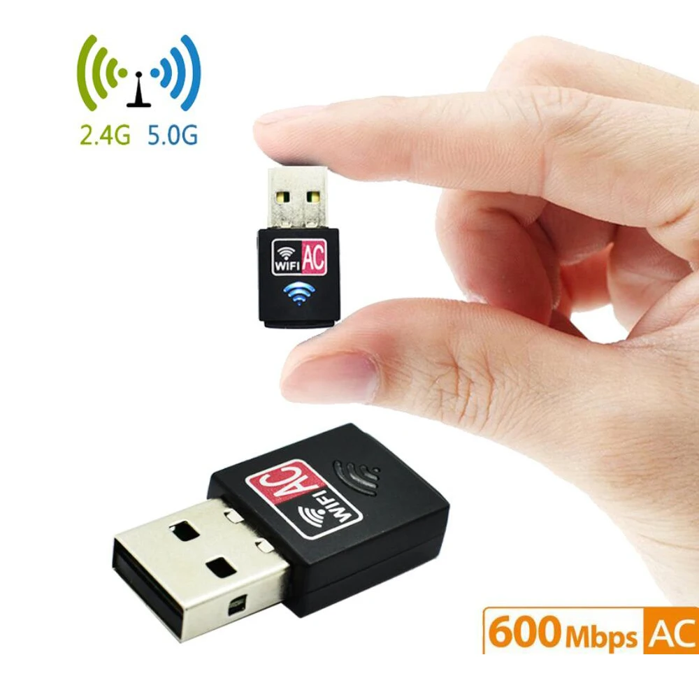 802.11ac 600 Мбит/с нано-размер беспроводной wifi USB адаптер ПК сетевая карта двухдиапазонный 5 ГГц адаптер Lan USB Ethernet приемник AC Wi-Fi