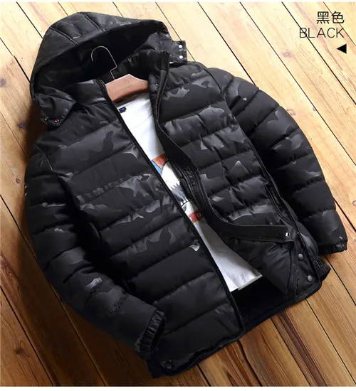 MINWLJ Большие размеры 4XL 5XL 6XL 7XL 8XL мужские модные зимние куртки парка с капюшоном и воротником 155 - Цвет: BLACK