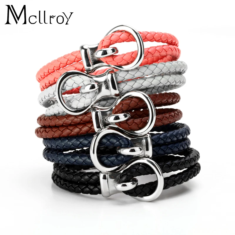 Браслеты mcllroy кожаные браслеты ручная работа Воловья кожа цветные нержавеющая