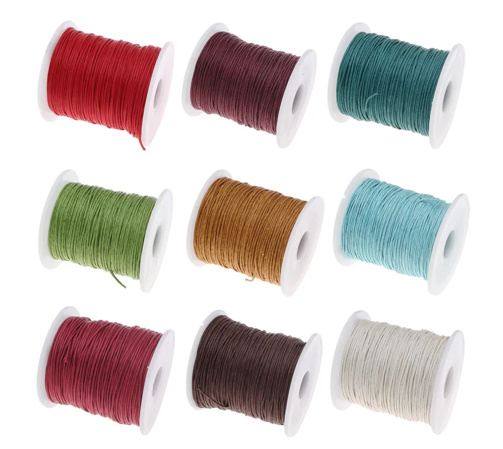 

100Yards Spool 1MM Waxed Cotton Cord Thread Cord Plastic String Strap DIY Rope Bead Necklace European Bracelet Ma