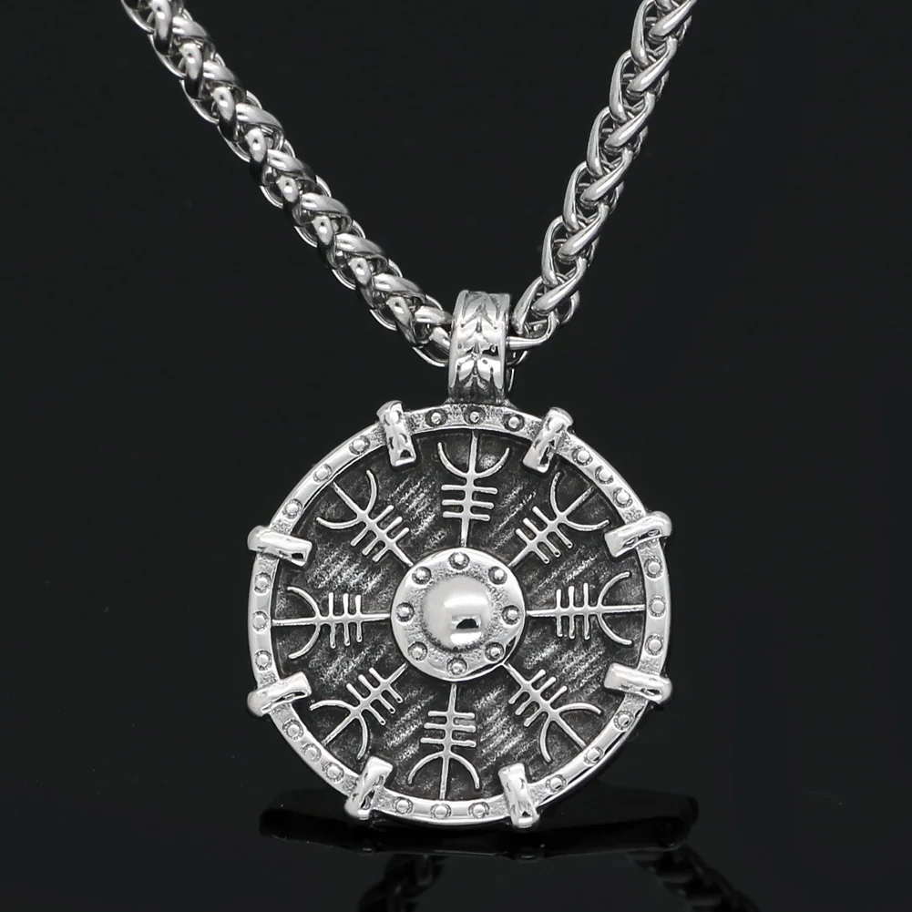 Мужские из Нержавеющей Стали Norse щит викинга компас талисман подвеска ожерелье с
