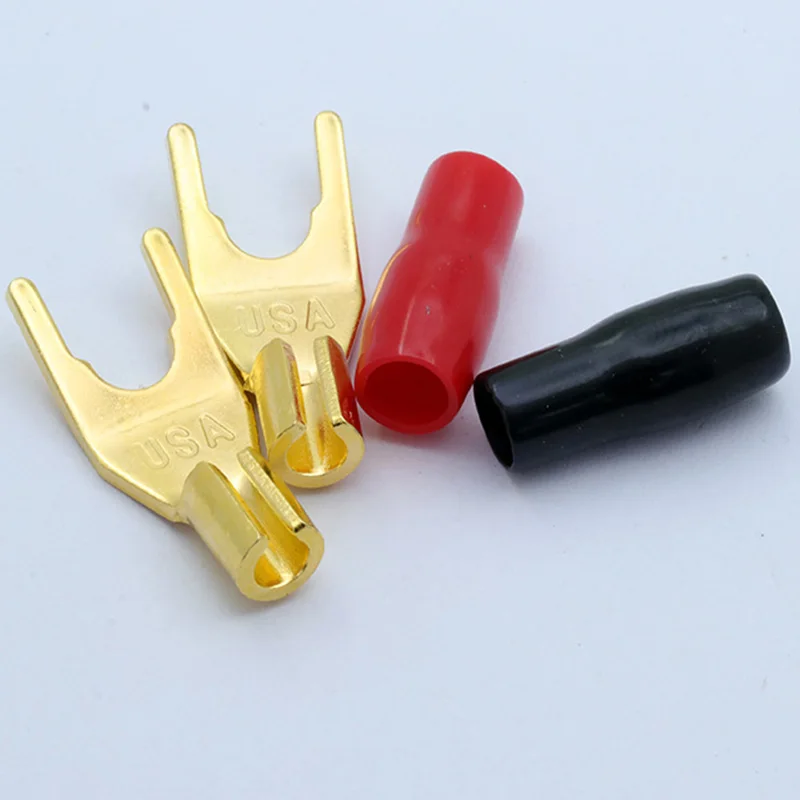 

100PCS Gold-plated Copper Banana Plugs U/Y Type High quality Banana Connector Speaker Wire Connector With Plastic Handle Case