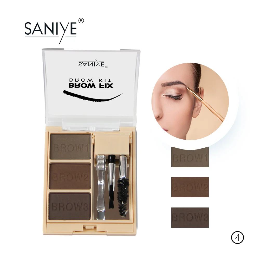 Профессиональный набор для макияжа бровей SANIYE, 3 цвета, с кистью, палитра для бровей, водонепроницаемый набор для бровей, инструмент для бровей E0325