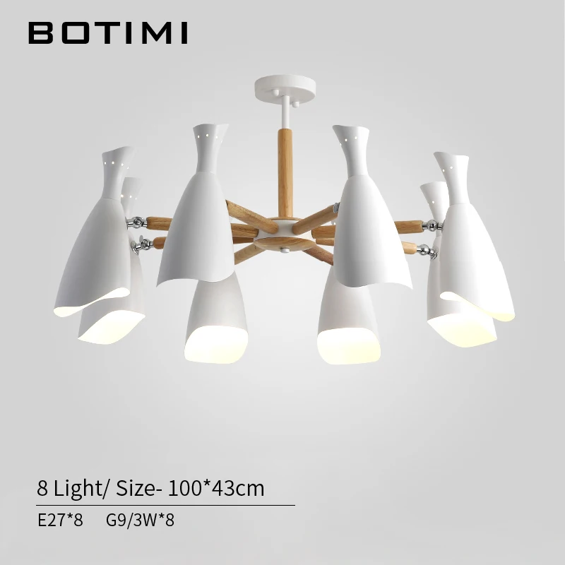 8 Light BOTIMI, Новое поступление, люстра, светильник ing для гостиной, светодиодный, люстры, деревянные люстры E27, Кухонные светильники, внутренний подвесной светильник - Цвет абажура: 8 Light