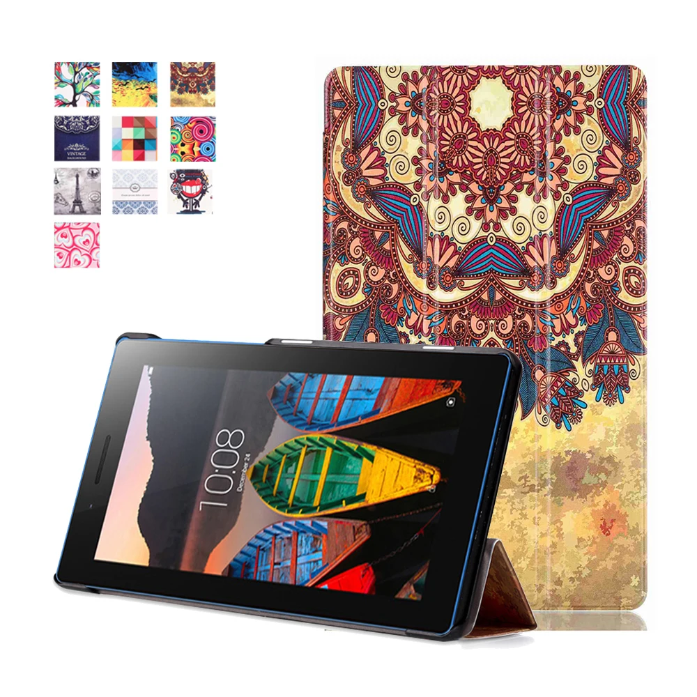 Тонкий кожаный чехол подставка с принтом оболочка для Lenovo Tab3 7 Essential TB3 710F 710I +