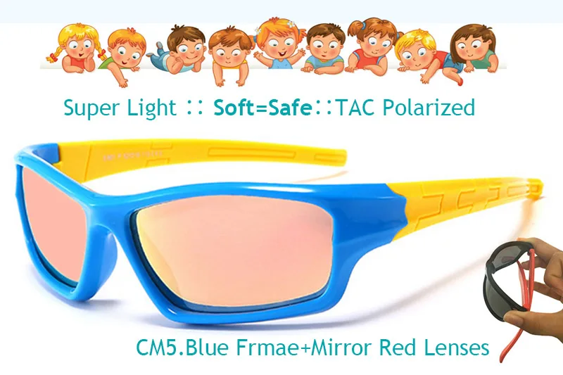Blue Red IVSTA гибкий TR90 солнцезащитные очки детские солнечные очки детские очки для мальчиков летние пляжные поляризованный Polaroid резиновый силиконовый чехол-бампер с безопасности H01 - Цвет линз: Blue Red