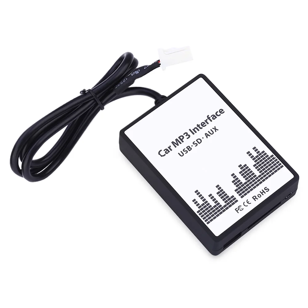 Авто 3 5 мм AUX адаптер 2*6 P автомобиля MP3 Интерфейс DC 12 V USB SD Дата-кабель аудио
