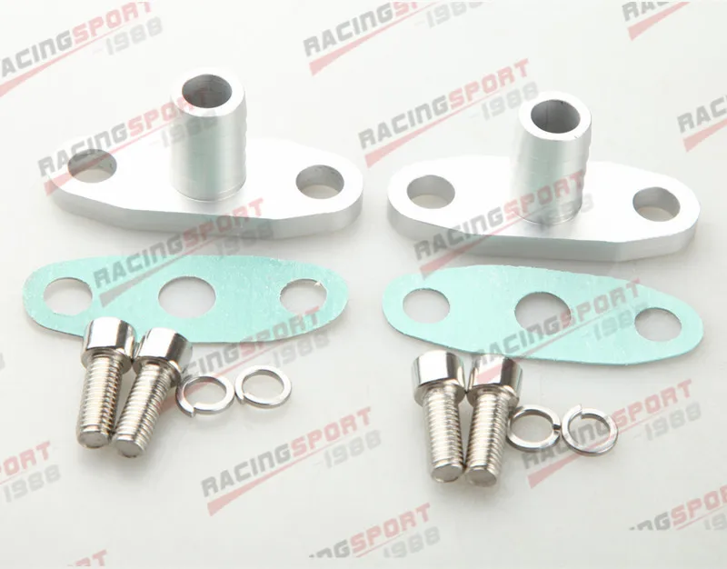 

2PCS 5/8" Male Neck Aluminum Oil Drain Turbo Flange T3 T4 T04 GT40-GT55 Silver