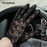 2016 hot sale medival women lace genuine leather gloves unlined nappa lambskin wrist sunscreen glove free shipping