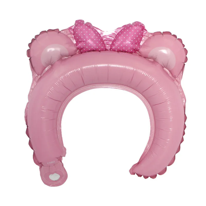 Pink Bear 10 шт. симпатичная тиара в виде животных, повязка на голову, фольгированный шар, лягушка, панда, лиса, детский душ, день рождения, свадьба, вечеринка, детские игрушки, украшение - Цвет: Pink Bear