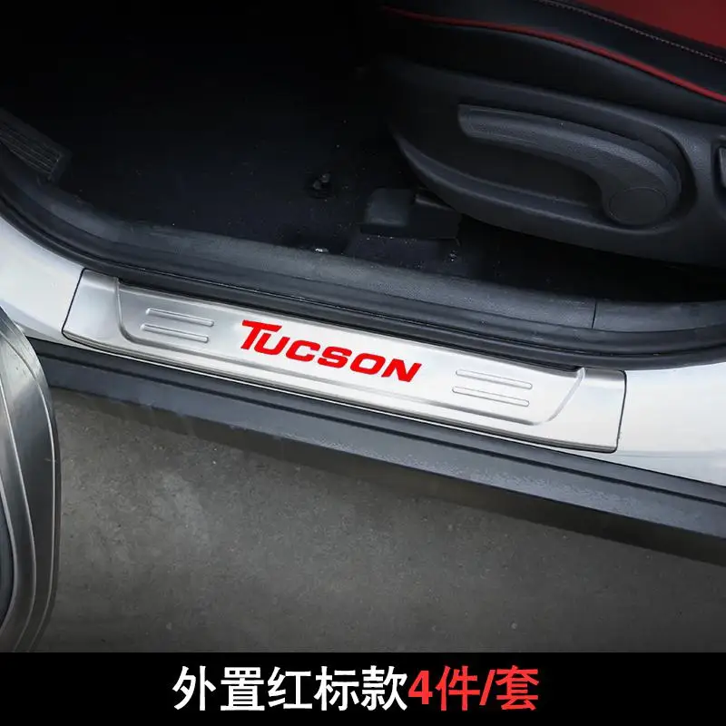 4 pcs set 2 Высококачественная Накладка на порог двери из нержавеющей стали для hyundai Tucson автомобильные аксессуары автостайлинг - Цвет: 4 pcs set 2