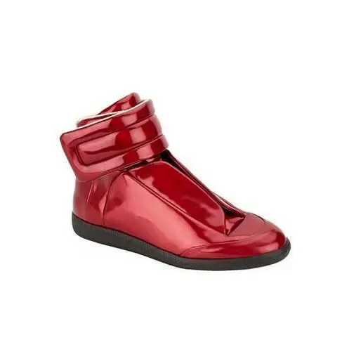 comprar Homens De Luxo Sapatos De Couro Vermelho Preto Hip Hop Sapatos De Alta Qualidade Homens Apartamentos Sapatos Casuais De Borracha Dos Homens Grossos Sola Sapatos Plus Size 47