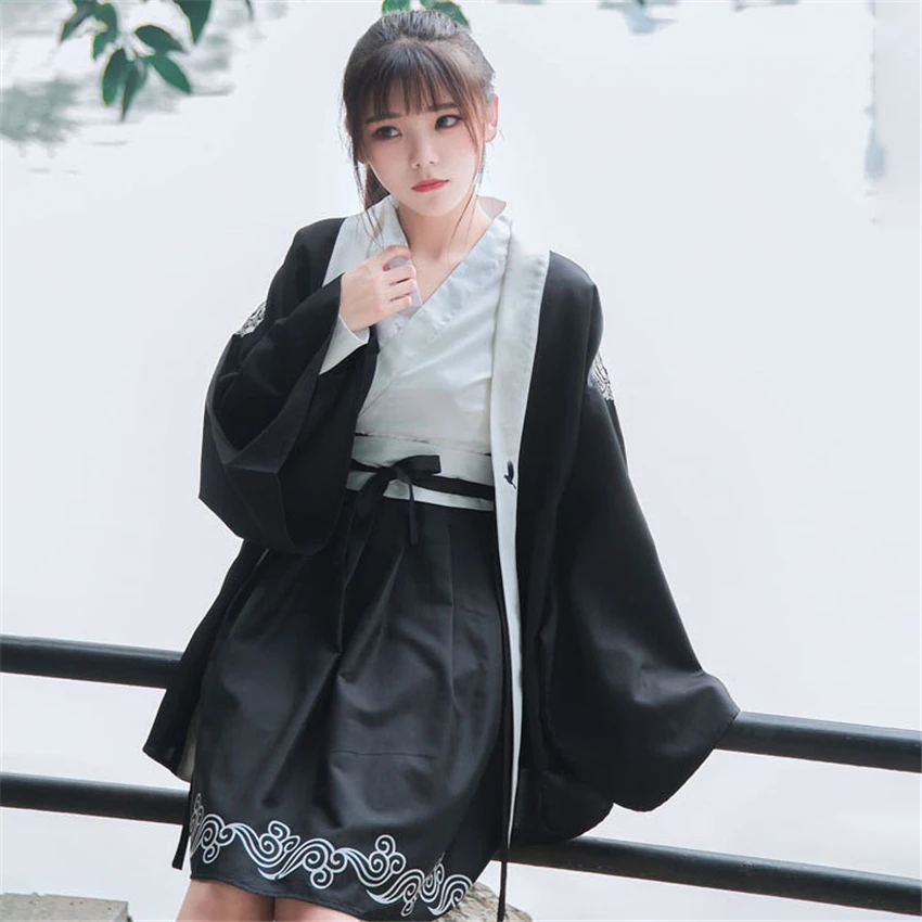 Japanese Style Kimono Dress for Women Traditional Clothing Retro Party Haori Crane Yukata Robe Cardigan Ukiyo-e Asian Clothes