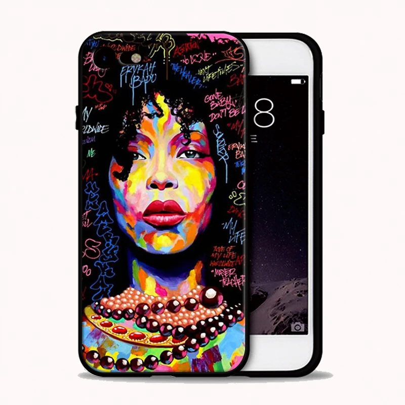arrivals for funda iPhone 7 case 5 5S SE 6 6S 8 Plus X cover Afro Girls Art Picture Black Soft Silicone Case |