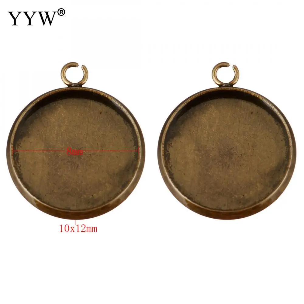 100PCs/Lot Stainless Steel Pendant base Pendant  Settings Flat Round antique bronze color plated Approx 2mm Sold By Lot