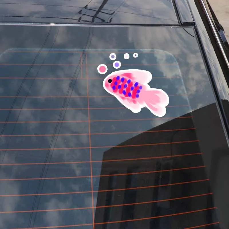

YJZT 16CM*11CM Novelty Pink Fish PVC Car Sticker Waterproof Decals Decoration 5-0222