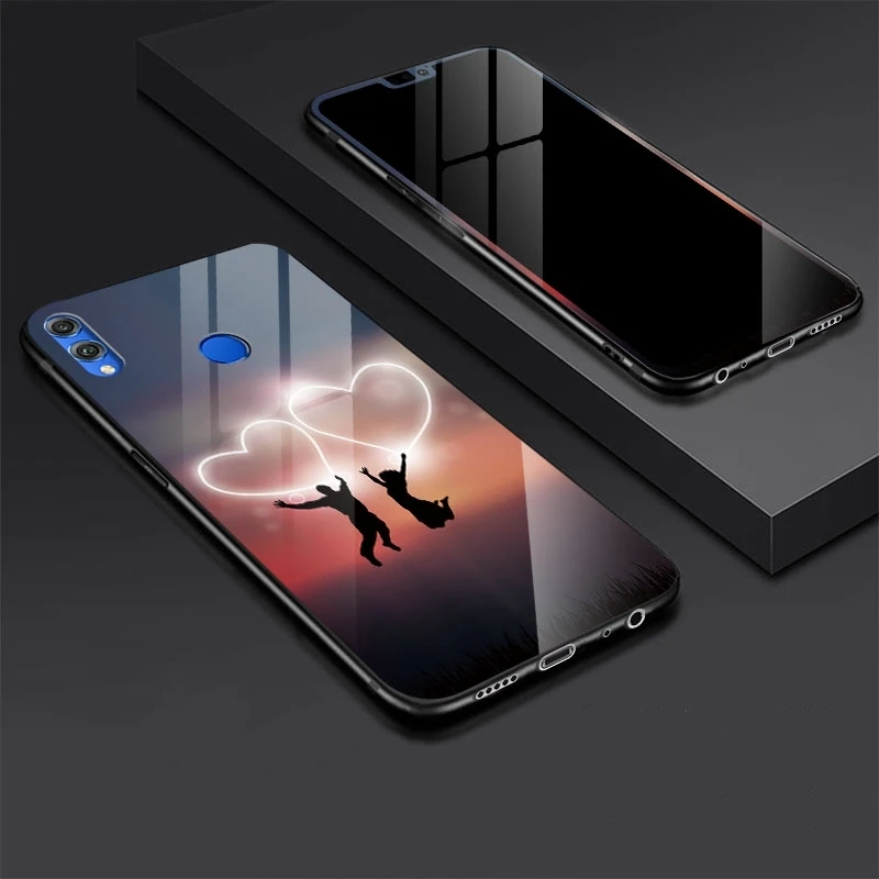 Чехол из закаленного стекла для huawei Honor 8X 7X противоударный глянцевый чехол с