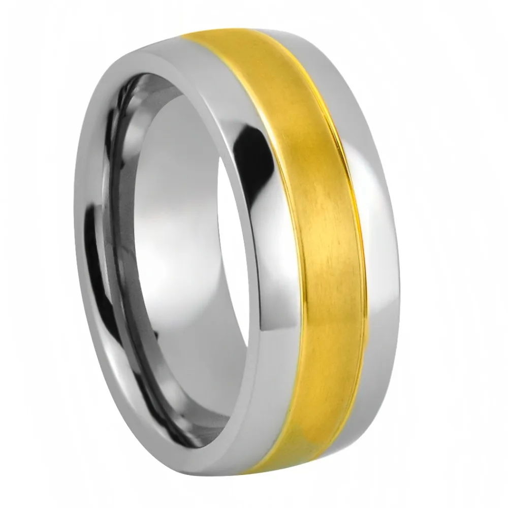 

8MM Titanium Gold Simple Wedding Couples Rings
