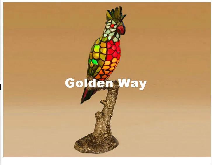 Бесплатная доставка попугай настольная лампа Европейский Стиль витражи Декор