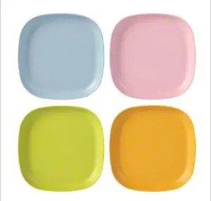 4pcs for 1set Домашняя посуда в Европейском стиле, 4 цвета, Экологичная тарелка из бамбукового волокна 22 см, обеденная тарелка, Западная Посуда для фруктов, тарелка для салата - Цвет: 4pcs for 1set