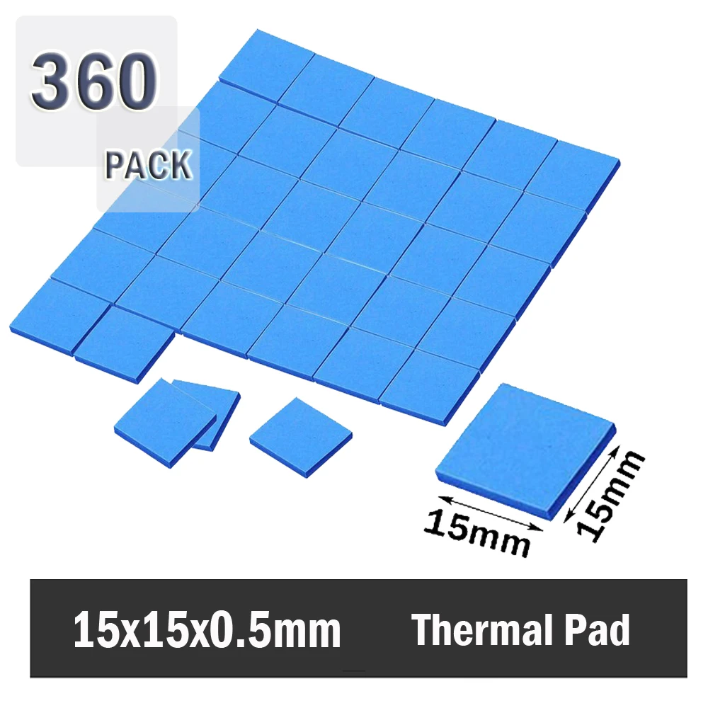 

360 pieces 15x15x0.5mm Thermal Pad Heatsink Cooling GPU CPU SMD Conductive Silicone Pad