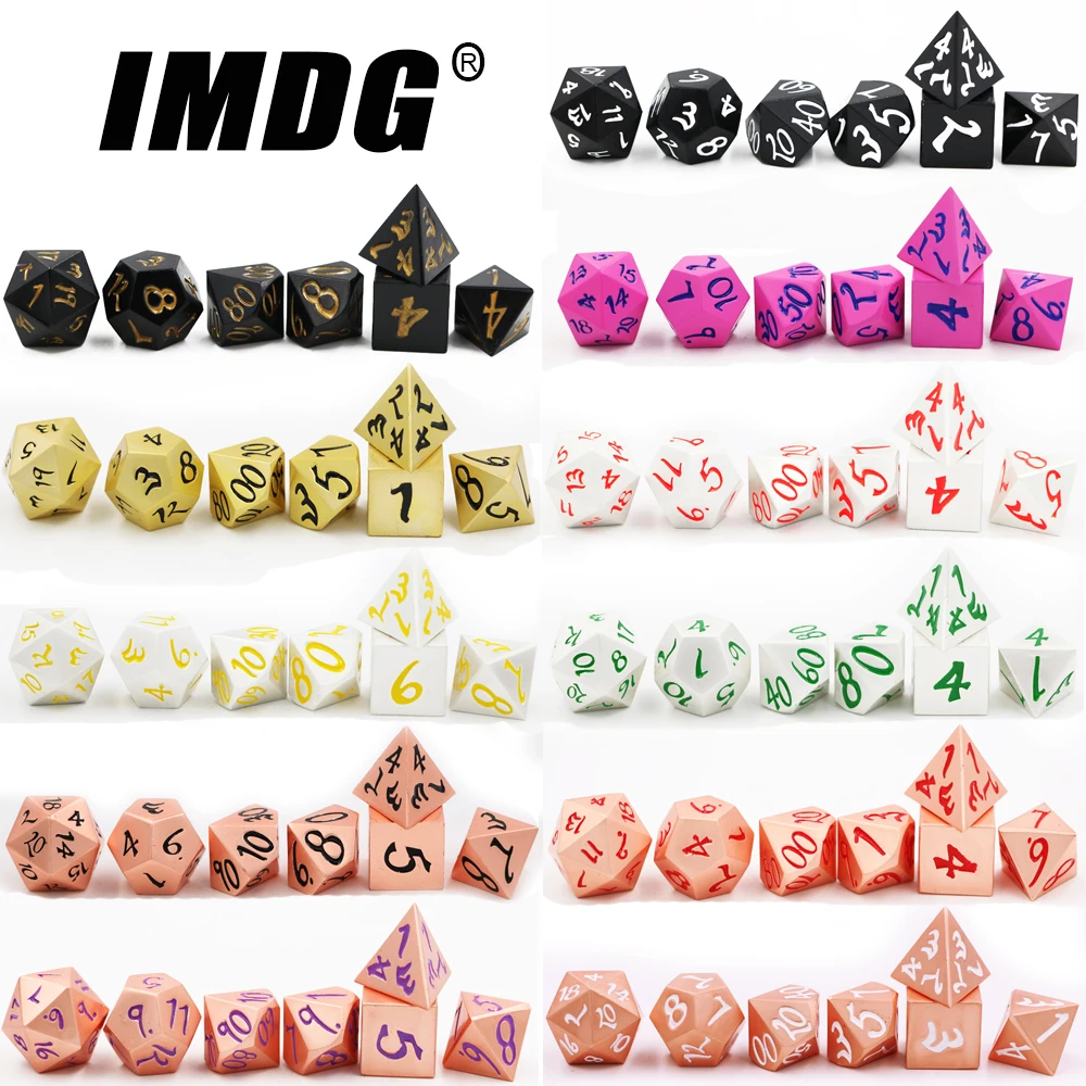 IMDG 7 шт./компл. креативные RPG игровые кубики многогранные металлические DND большой