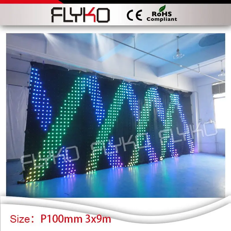 china sexxx video led curtain 3m high by 9m width dj stage P100mm vision | Лампы и освещение