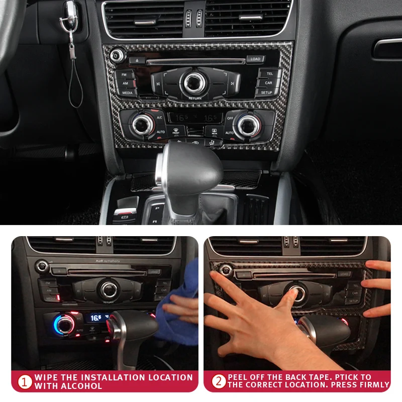 Внутренняя Панель управления CD из углеродного волокна отделка для Audi A4 B8 A5 рамка