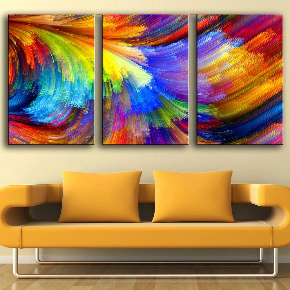 

CHENFART 3 Pieces Canvas Painting Abstract Pattern Wall Art Pictures For Living Room Home Decor No Frame